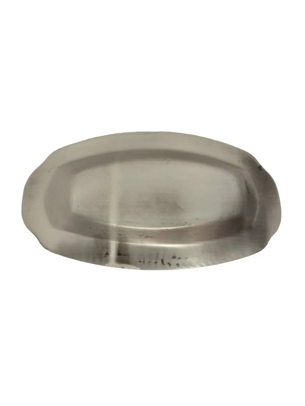 Oval Hammered Aluminum Curved Tray Platter Plate Dish Floral Scroll Design
